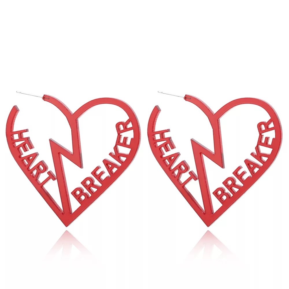 Red Heartbreaker Hoop Earrings